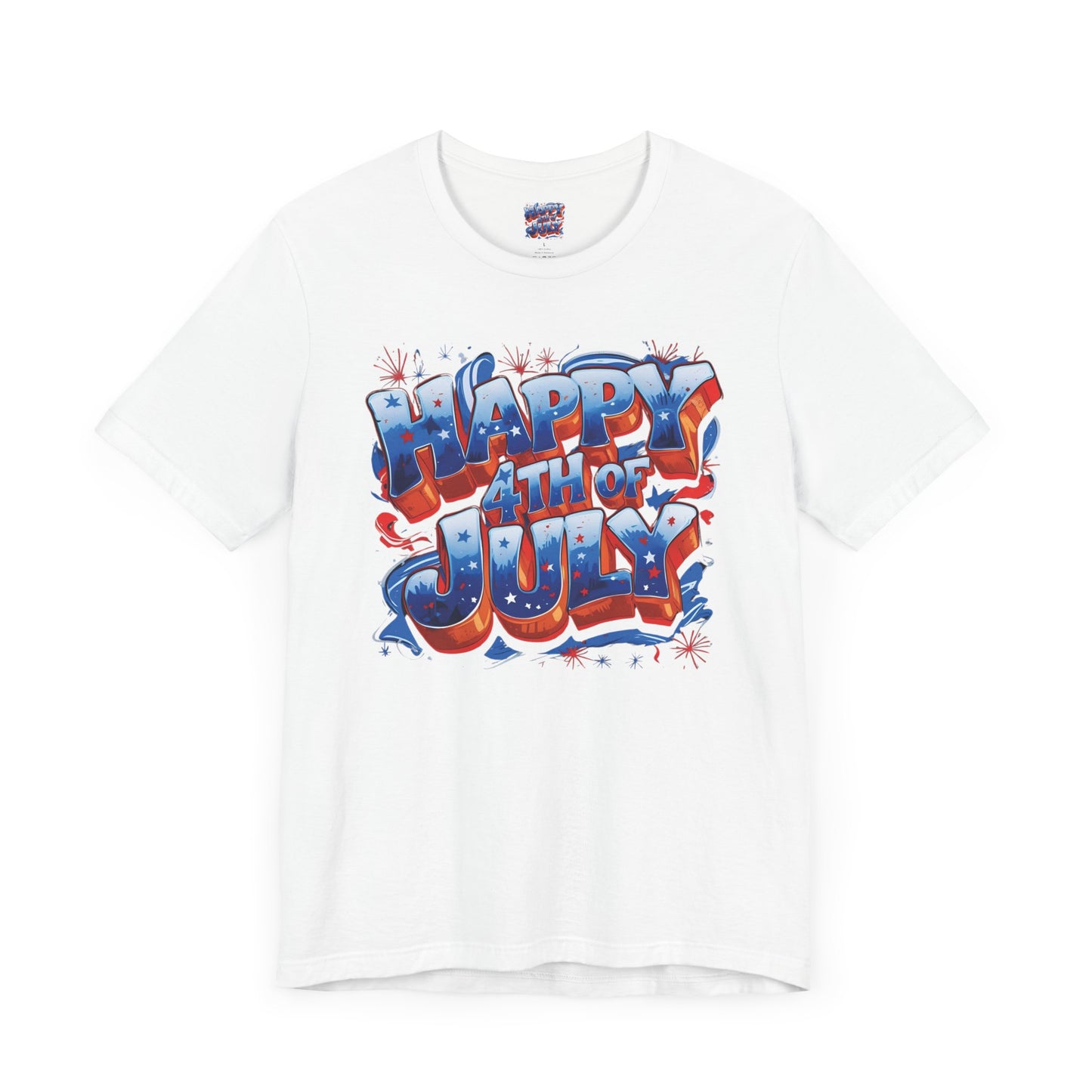 Happy 4th Of July, Print Design T-Shirt, Independence Day, American Flag, Bald Eagle, Red White Blue