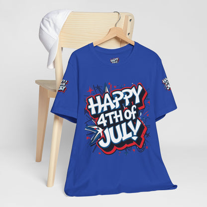 Happy 4th Of July Unisex Jersey Short Sleeve Tee, Independence Day T-Shirt, Patriotic Shirt, Red White Blue Tee, USA Celebration Top