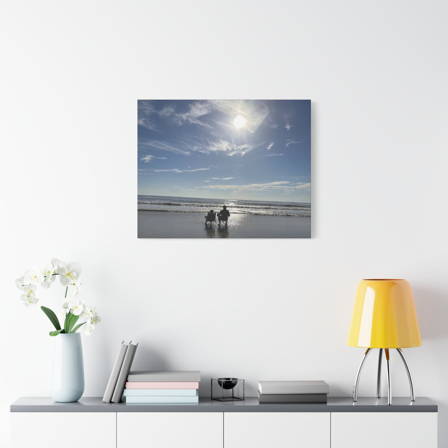 Beach Sunset Canvas Art, Stretched Canvas Print, Coastal Home Decor, Ocean Wall Art, Serene Landscape Painting
