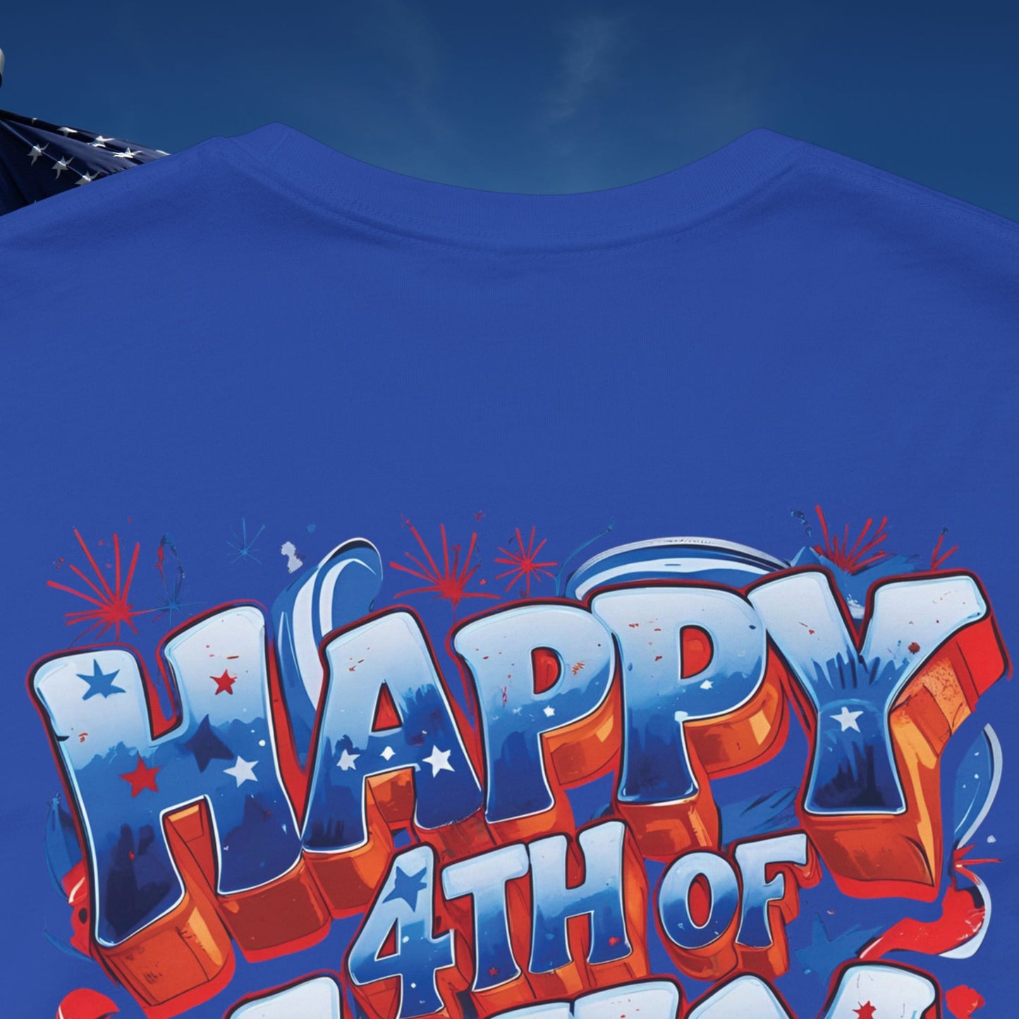 Happy 4th Of July, Print Design T-Shirt, Independence Day, American Flag, Bald Eagle, Red White Blue