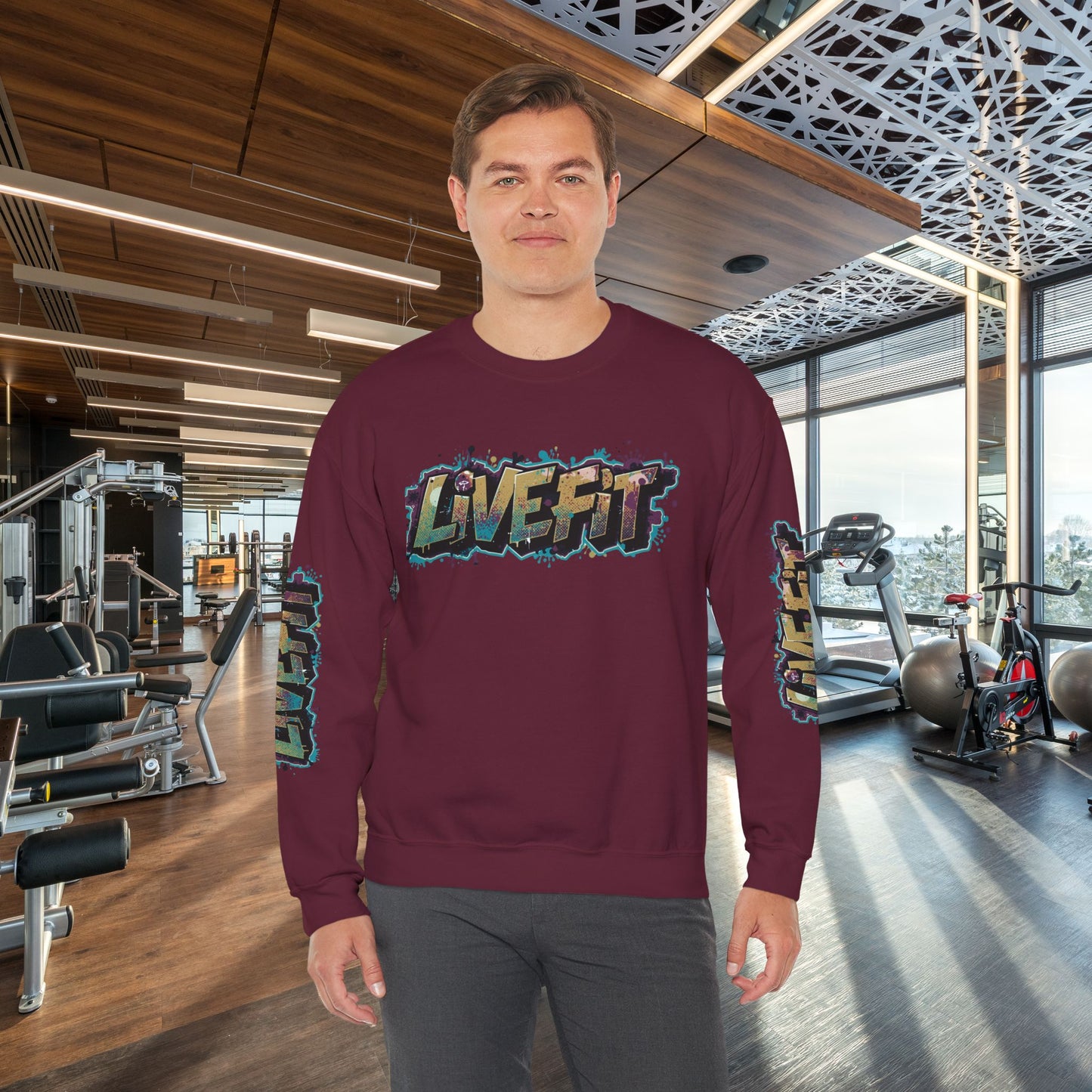 Live Fit Crewneck Sweatshirt - Trendy Fitness Apparel -  Unisex Casual Wear -  Sports Gift -  Workout Fashion -  Street Style Sweatshirt -