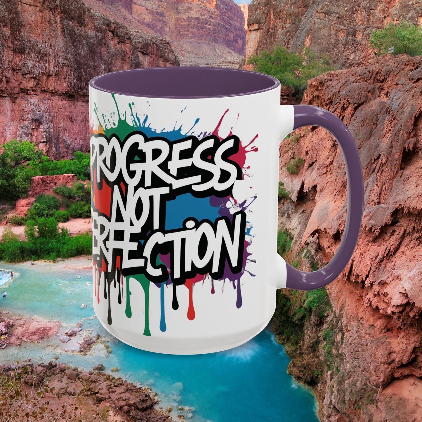 Vibrant   Ceramic  Mug    Inspirational      Let's Go!     Graffiti  Mug      Coffee Mug        Progress  Not  Perfection   Sizes   11oz  &  15oz    Birthday Gift   Graduation Gift    8  Different  Color Options
