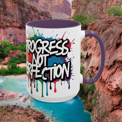 Vibrant   Ceramic  Mug    Inspirational      Let's Go!     Graffiti  Mug      Coffee Mug        Progress  Not  Perfection   Sizes   11oz  &  15oz    Birthday Gift   Graduation Gift    8  Different  Color Options