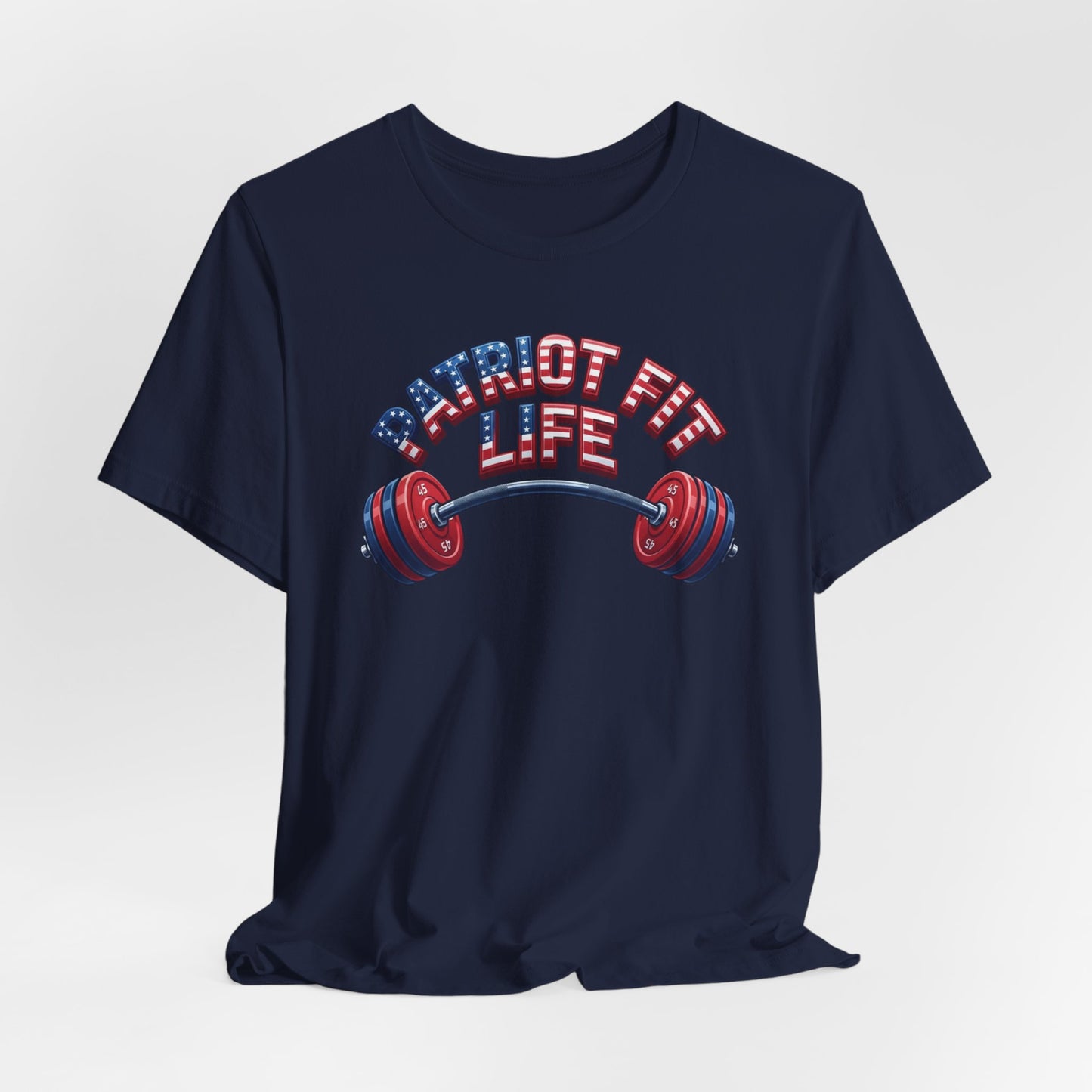 Patriot Fit Life T-Shirt — American Flag Barbell Fitness Tee