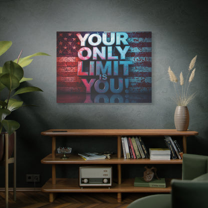 Gallery Wrapped - Motivational Canvas Wall Art - Your Only Limit Is You! - Inspirational Decor for Home Office - Inspirational Gift - Vintage American Flag - Limitless Living - Personal [...]