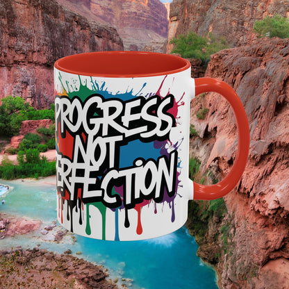 Vibrant   Ceramic  Mug    Inspirational      Let's Go!     Graffiti  Mug      Coffee Mug        Progress  Not  Perfection   Sizes   11oz  &  15oz    Birthday Gift   Graduation Gift    8  Different  Color Options