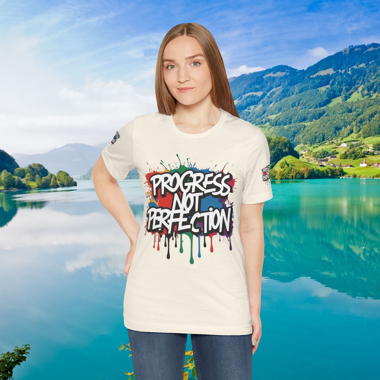 💥 Vibrant   💥   Eye-catching   💥   Motivational    💥 All  Over Print   💥 Unisex T-shirt  💥   Progress  Not  Perfection   💥  Art-Inspired   💥  Apparel  💥  Sizes  XS  x  4XL 💥