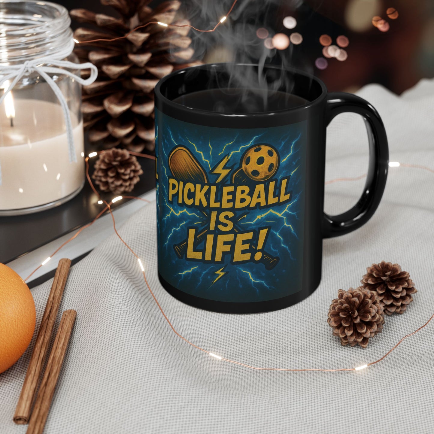 Pickleball Is Life! Design - 11oz 15oz - Ceramic Coffee Mug - Perfect Gift for Players - Gift For Her - Gift For Him - Birthday Gift - Black Coffee Cup - Pickleball Gift - Sports Mug - Fun Drink-ware - Unique Kitchen Decor