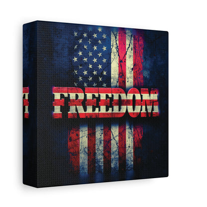 Patriotic Wall Art Print - Freedom Design Canvas Decor - American Flag Red White & Blue Artwork - Christmas Gifts - Independence Day Decoration - Home Gallery Piece -
