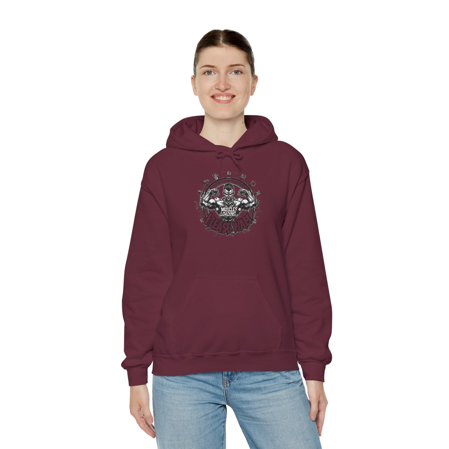 Unisex - Muscles Loading…Please Wait - Heavy Blend™ Hooded Sweatshirt - Motivational Fitness Hoodie - Workout Sweatshirt - Gym Apparel - Inspirational Gift - Holiday Gift