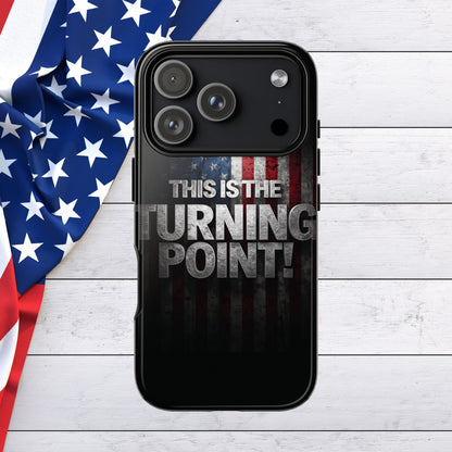 Stunning Patriotic Protective Cell Phone Case -  Charlie Kirk - This Is The Turning Point! - Red White Blue - Beautiful American Flag Backdrop Design - Perfect Gift for Everyday Use, Durable Cover, Stylish Protection