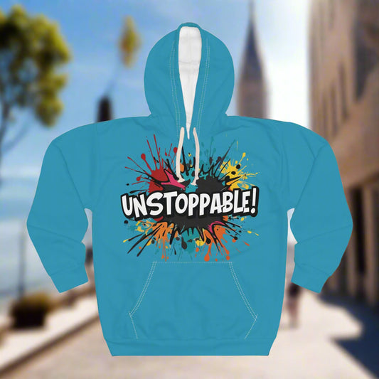 Unisex  Unstoppable  Design  Pullover  Hoodie - Colorful  Splash  Design  for  Motivation  and  Style