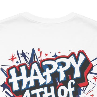 Happy 4th Of July Unisex Jersey Short Sleeve Tee, Independence Day T-Shirt, Patriotic Shirt, Red White Blue Tee, USA Celebration Top
