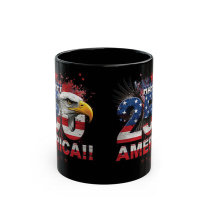 Happy 250th Birthday America Mug | 1776-2026 Patriotic Eagle Flag Black Coffee Cup
