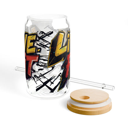 Live Fit Sipper Glass - 16oz Motivational Drink ware - Fitness Gift - Workout Accessories -  Hydration Bottle - Gym Essential