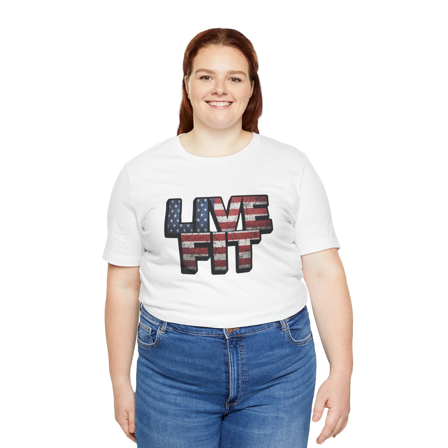 LIVE FIT Patriotic T-Shirt - American Flag Red White Blue - Unisex Fitness Tee