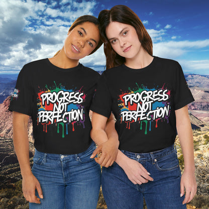 💥 Vibrant   💥   Eye-catching   💥   Motivational    💥 All  Over Print   💥 Unisex T-shirt  💥   Progress  Not  Perfection   💥  Art-Inspired   💥  Apparel  💥  Sizes  XS  x  4XL 💥