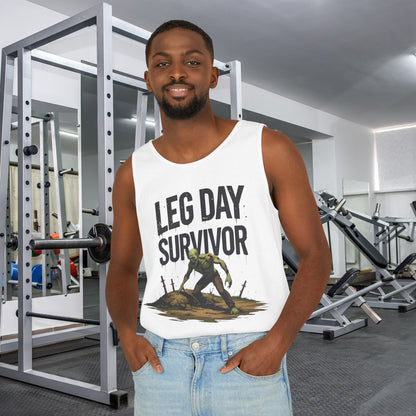 Leg Day Survivor Tank Top - Unisex Fitness Apparel, Gym Gear, Workout Clothing, Workout Gift, Funny Fitness Tee
