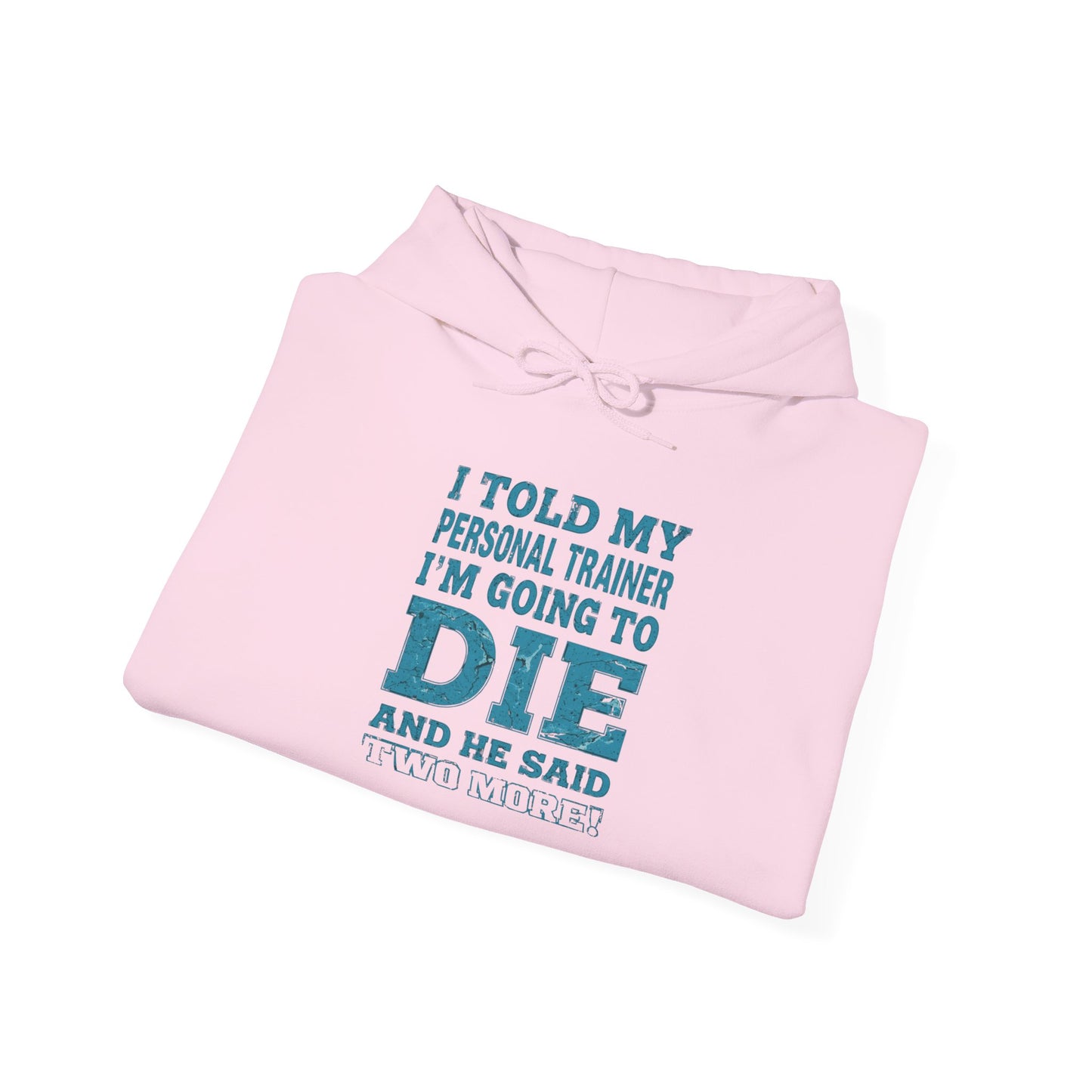 Funny - I Told My Personal Trainer That I'm Going To Die And He Said Two More!  - Design - Workout Hoodie - Sizes - S - 5XL - Gym Humor Sweatshirt - Personal Trainer Gift - Fitness Motivational Apparel