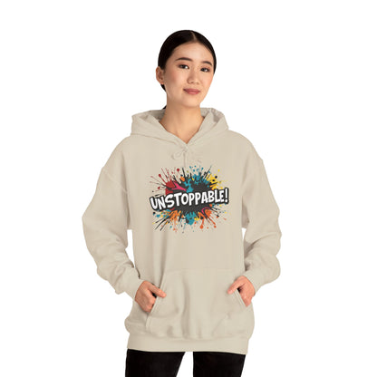 Unstoppable! Paint Splash Hoodie - Motivational Graphic Sweatshirt - Unisex Pullover - S-5XL