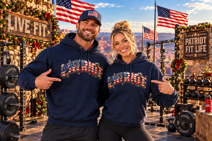 Patriot Christmas Hoodie - Flag Letters with Ornaments | Clean Minimal Graphic | Unisex S-5XL