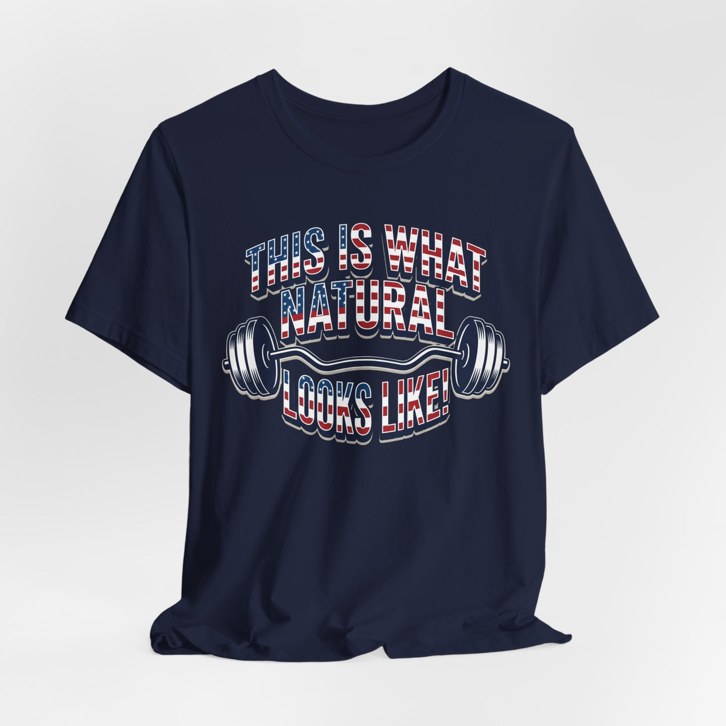 Natural Looks American Flag Gym T-Shirt | Motivational Weightlifting Tee