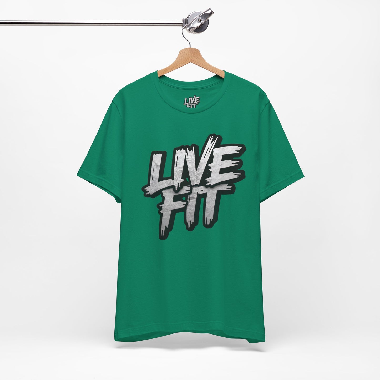 LIVE FIT Unisex Jersey Tee - Fitness Shirt - XS - 4XL -  Workout Apparel -  Motivational T-Shirt - Casual Wear - Gift for Fitness Enthusiasts
