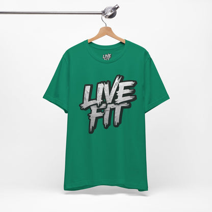 LIVE FIT Unisex Jersey Tee - Fitness Shirt - XS - 4XL -  Workout Apparel -  Motivational T-Shirt - Casual Wear - Gift for Fitness Enthusiasts