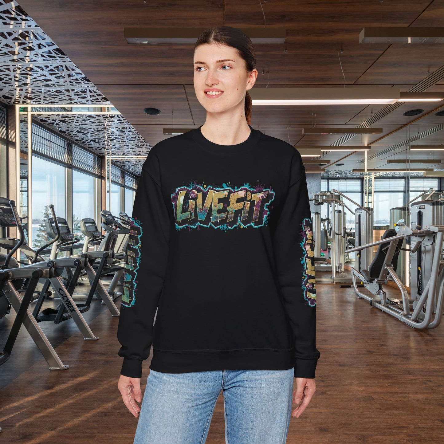 Live Fit Crewneck Sweatshirt - Trendy Fitness Apparel -  Unisex Casual Wear -  Sports Gift -  Workout Fashion -  Street Style Sweatshirt -