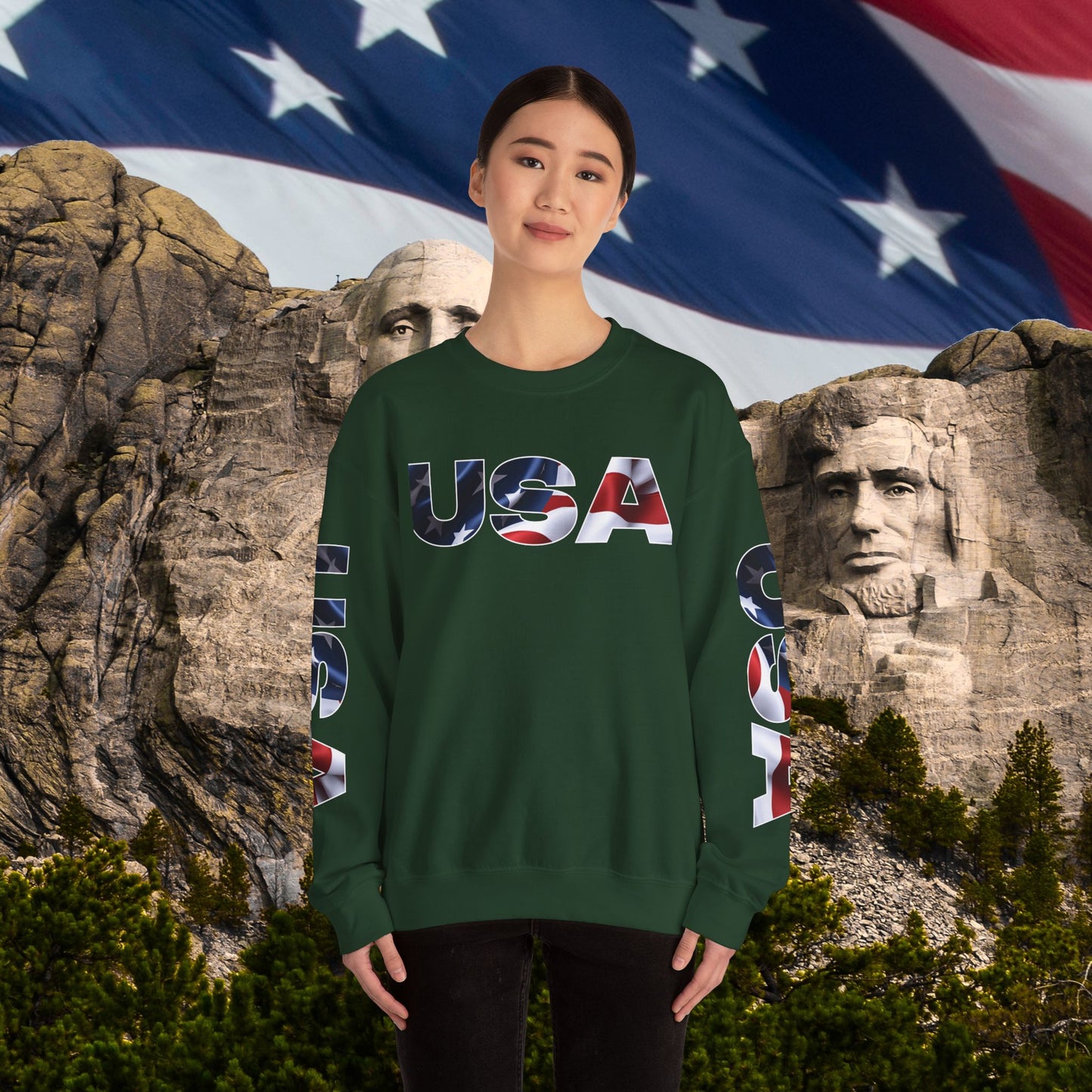 Patriotic USA Crewneck Sweatshirt - Unisex Heavy Blend - American Pride - National Pride Gift - S-5XL