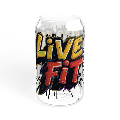 Live Fit Sipper Glass - 16oz Motivational Drink ware - Fitness Gift - Workout Accessories -  Hydration Bottle - Gym Essential