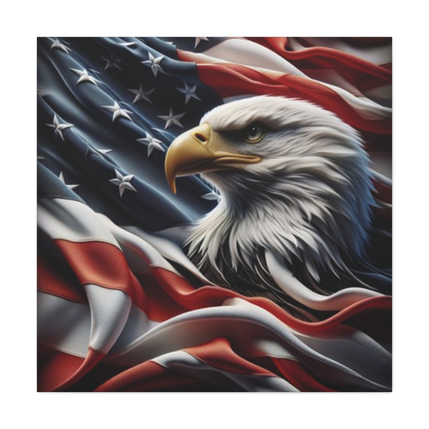 Patriotic Eagle Gallery Wrapped Canvas Art - American Flag Wall Decor - Red White Blue - USA Pride - Holiday Gift -  4th of July Home Decoration - Veteran Gift -  USA Theme Art - Print On Sides - Mirror Sides -