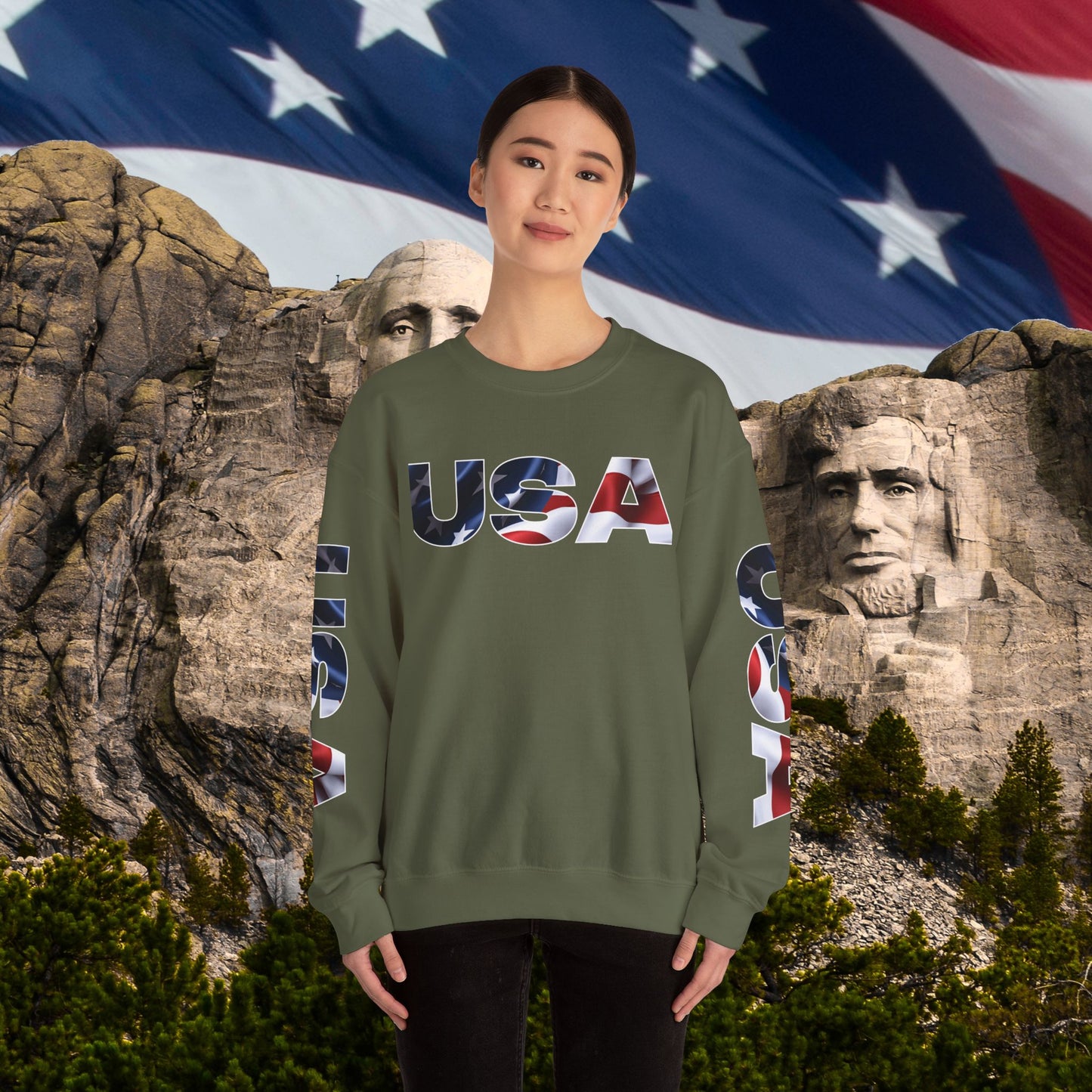 Patriotic USA Crewneck Sweatshirt - Unisex Heavy Blend - American Pride - National Pride Gift - S-5XL