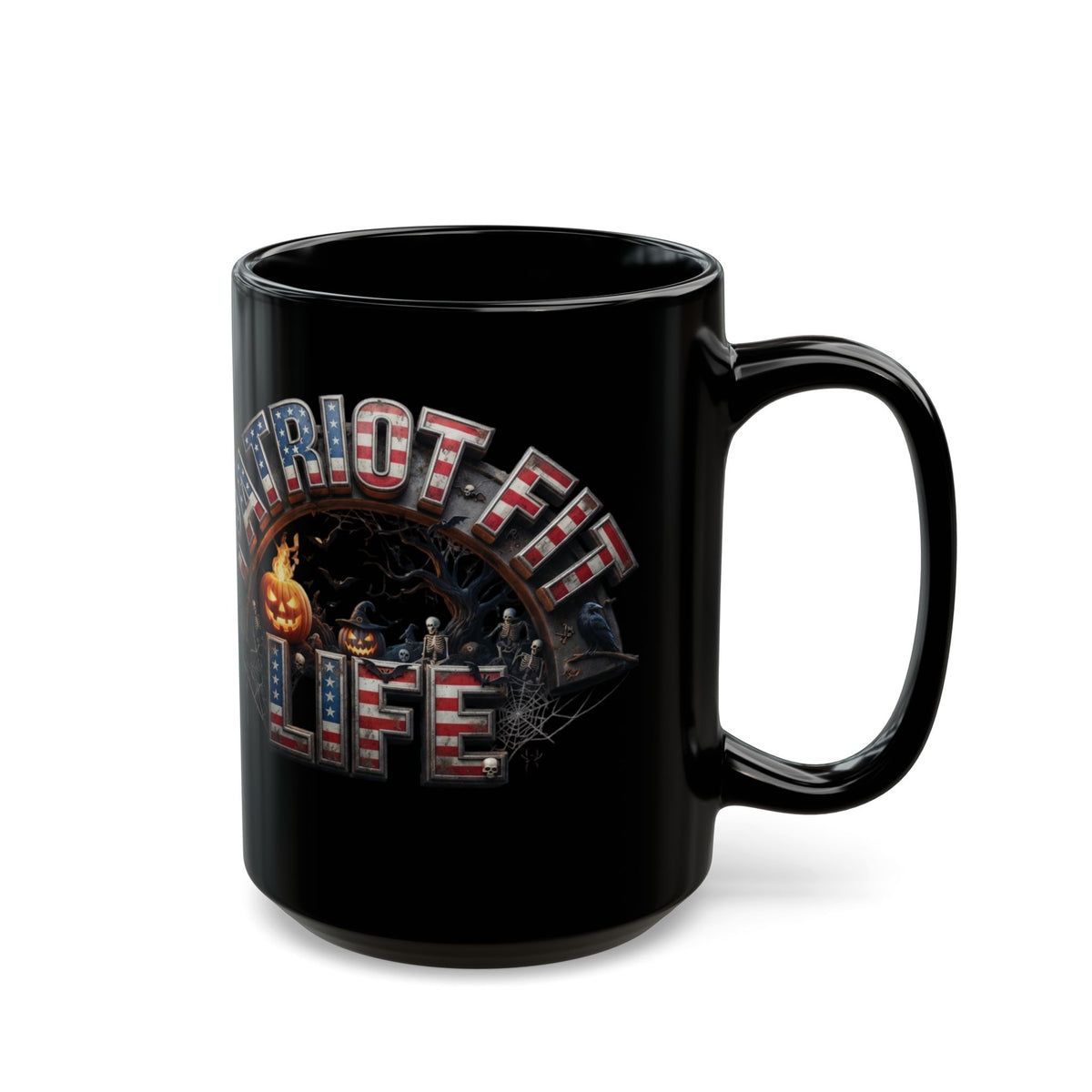 Patriot Fit Life Halloween Mug - Haunted Graveyard Flag Design | 11oz & 15oz