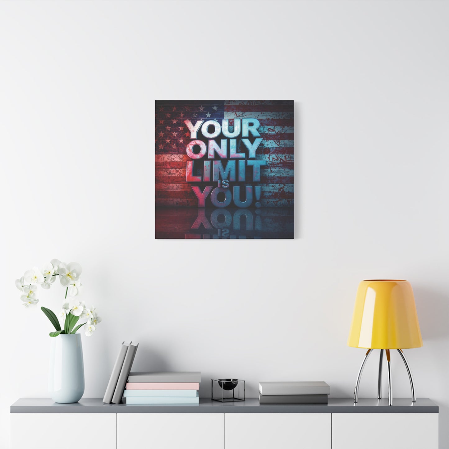 Gallery Wrapped - Motivational Canvas Wall Art - Your Only Limit Is You! - Inspirational Decor for Home Office - Inspirational Gift - Vintage American Flag - Limitless Living - Personal [...]