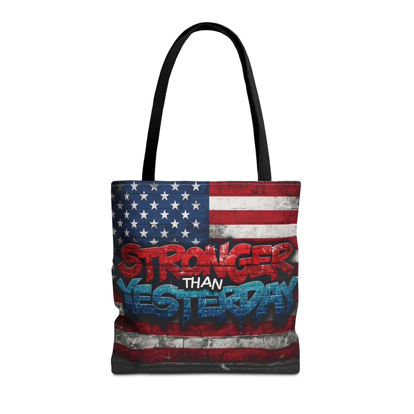 Patriotic Red White Blue Tote Bag - Stronger Than Yesterday - Perfect for Fourth of July, Gym, Beach, Shopping, Gifts