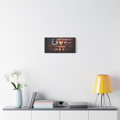 American Pride Canvas Wall Art - Live Fit Decor -  Fitness Motivation - Patriotic Gift - USA Flag Artwork - Red White Blue -