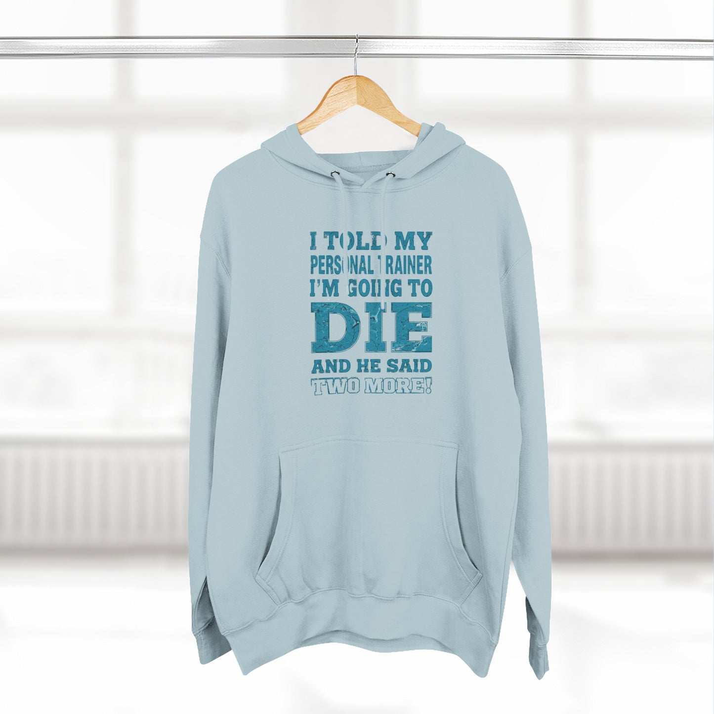 Funny - I Told My Personal Trainer That I Was Going To Die And He Said Two More! - Gym Hoodie - Motivational Workout Sweatshirt - Sizes - XS - 3XL