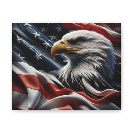 Patriotic Canvas Wall Art, American Eagle & Flag Print, Home Decor for Veterans, Memorial Day, Independence Day, Gifts
