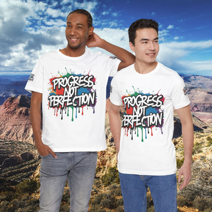 💥 Vibrant   💥   Eye-catching   💥   Motivational    💥 All  Over Print   💥 Unisex T-shirt  💥   Progress  Not  Perfection   💥  Art-Inspired   💥  Apparel  💥  Sizes  XS  x  4XL 💥
