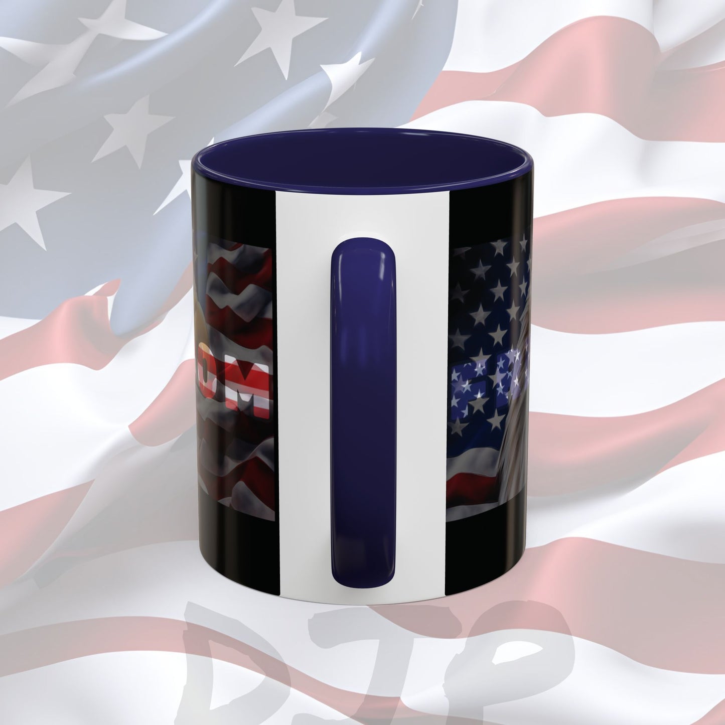 Freedom! Bald Eagle Patriotic Accent Mug - Red White & Blue - 11oz/15oz