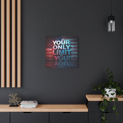 Gallery Wrapped - Motivational Canvas Wall Art - Your Only Limit Is You! - Inspirational Decor for Home Office - Inspirational Gift - Vintage American Flag - Limitless Living - Personal [...]