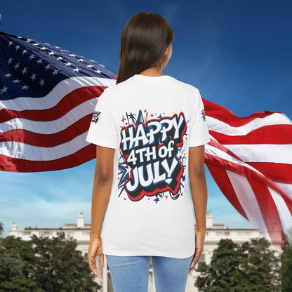 Happy 4th Of July Unisex Jersey Short Sleeve Tee, Independence Day T-Shirt, Patriotic Shirt, Red White Blue Tee, USA Celebration Top