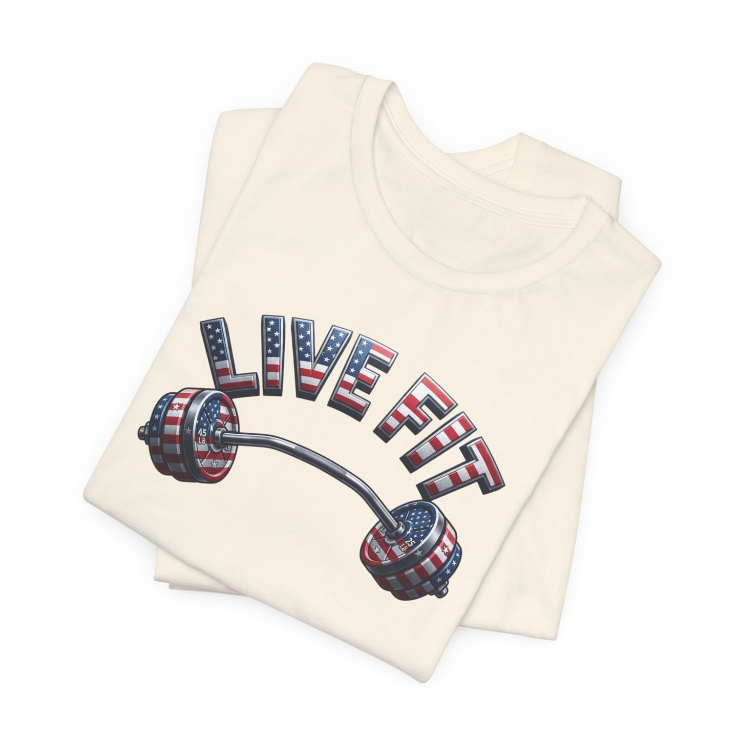 LIVE FIT American Flag Barbell T-Shirt | Patriotic Gym Tee – LIVE FIT