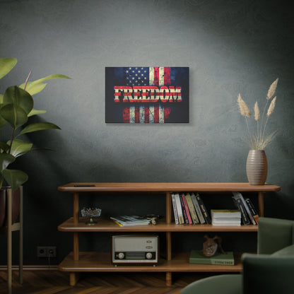 Patriotic Wall Art Print - Freedom Design Canvas Decor - American Flag Red White & Blue Artwork - Christmas Gifts - Independence Day Decoration - Home Gallery Piece -
