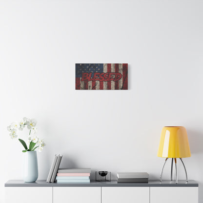 Blessed Patriotic Canvas Wall Art, Americana Decor, Home Wall Decoration, Rustic Flag Artwork, US Flag Decor