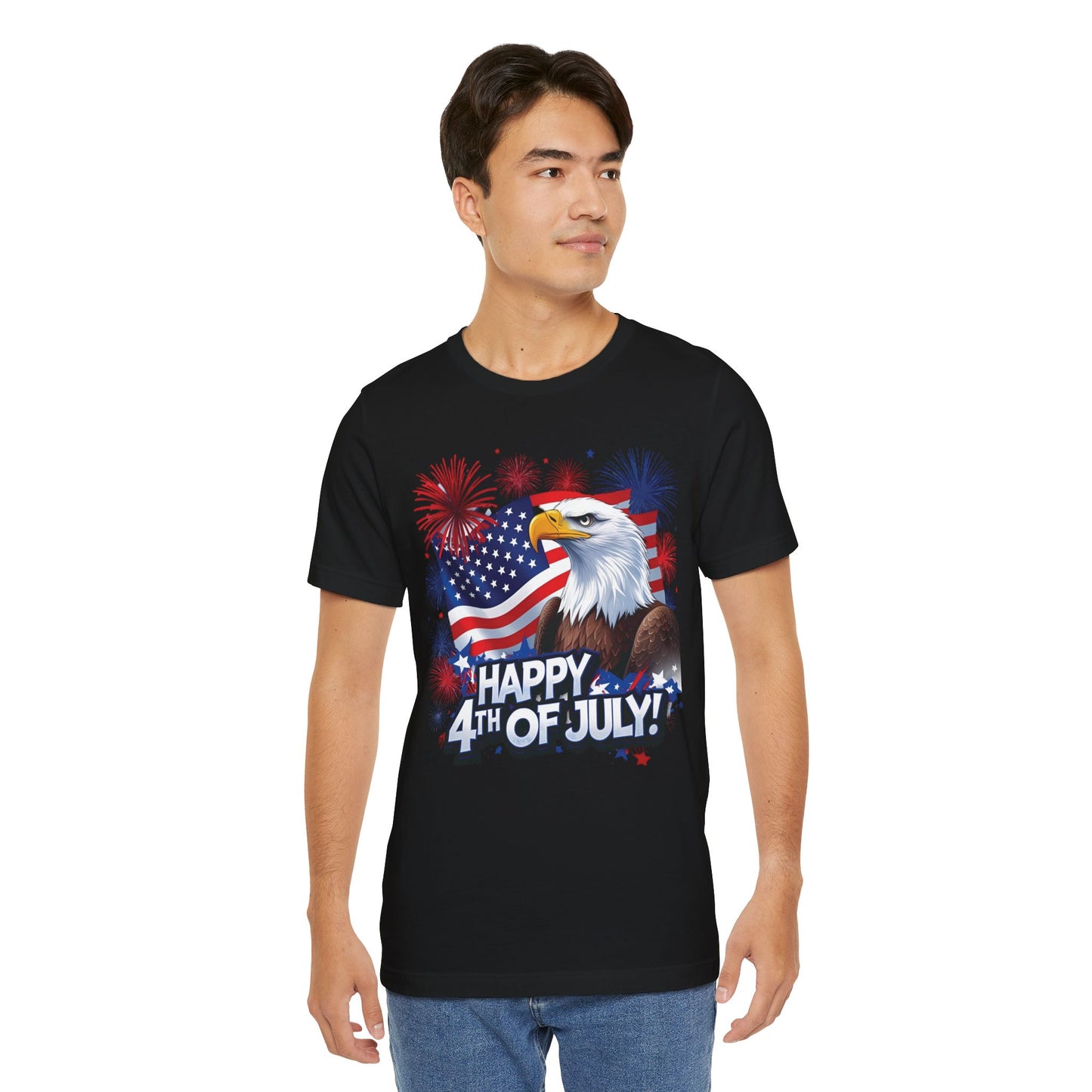 Happy 4th of July Graphic T-Shirt - Patriotic Bald Eagle - American Flag Tee - XS-4XL
