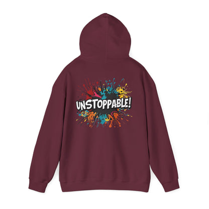Unstoppable! Paint Splash Hoodie - Motivational Graphic Sweatshirt - Unisex Pullover - S-5XL