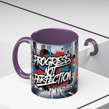 Progress Not Perfection! Graffiti Style Mug - Vibrant Design - 11oz/15oz - 8 Colors