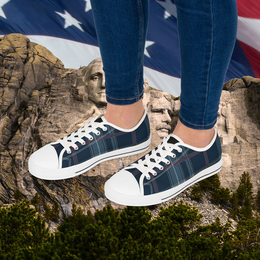 🇺🇸 Plaid Blue 🇺🇸 Low Top Sneakers 🇺🇸 Comfortable 🇺🇸Casual Footwear 🇺🇸 for Every Occasion 🇺🇸
